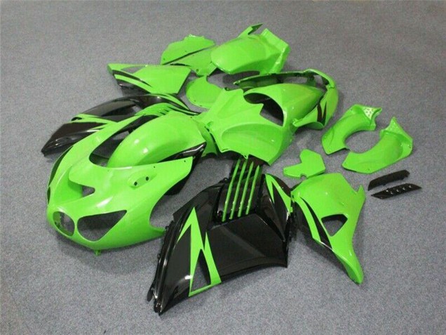 2006-2011 Kawasaki ZX14R ZZR1400 Motorcycle Fairing - Green Glossy Black UK