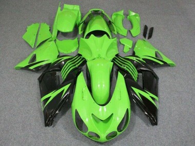 Best 2006-2011 Kawasaki ZX14R ZZR1400 Motorcycle Fairing - Green Glossy Black UK