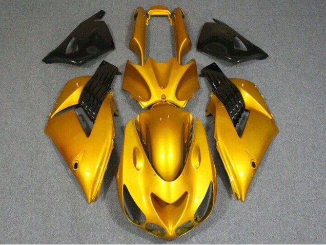 2006-2011 Kawasaki ZX14R ZZR1400 Motorcycle Fairings - Gold Glossy Black UK