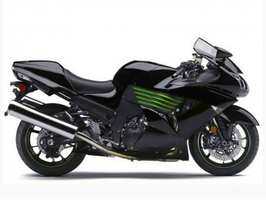 Best 2006-2011 Kawasaki ZX14R ZZR1400 Motorcycle Fairings - Glossy Black Green UK