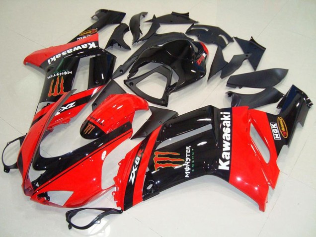 2007-2008 Kawasaki ZX6R Motorcycle Fairings - Monster In Red UK