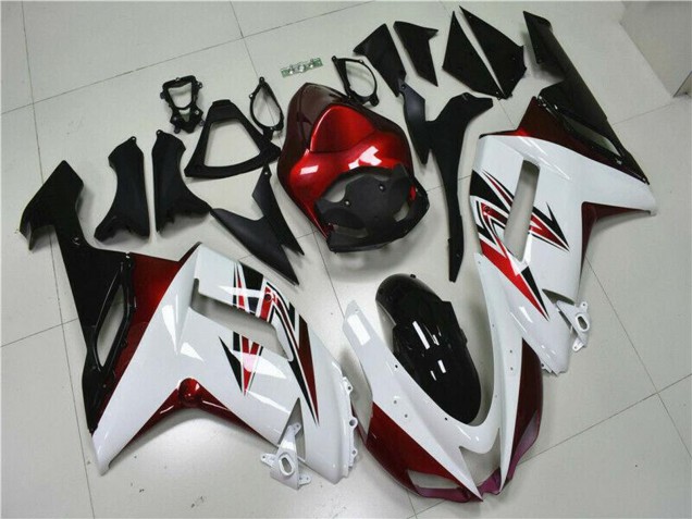 2007-2008 Kawasaki ZX6R Motorcycle Fairings - White Black Red UK