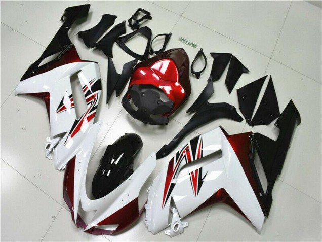 2007-2008 Kawasaki ZX6R Motorcycle Fairings - White Black Red UK