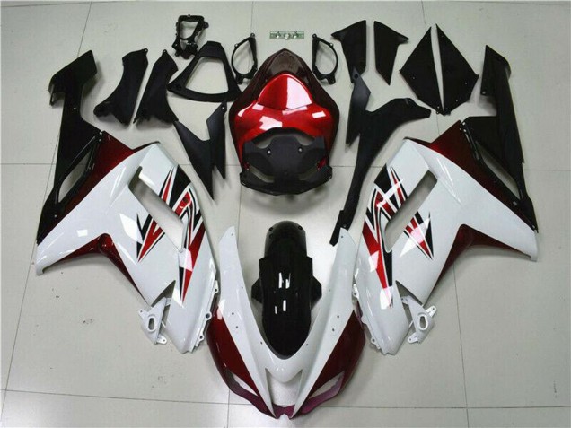 2007-2008 Kawasaki ZX6R Motorcycle Fairings - White Black Red UK