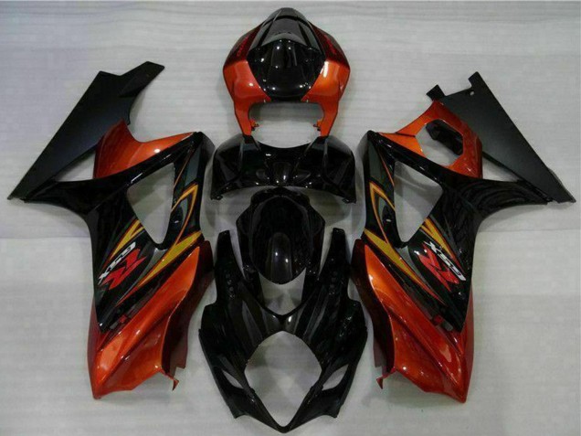 2007-2008 Suzuki GSXR 1000 Motorcycle Fairings - Black Orange UK