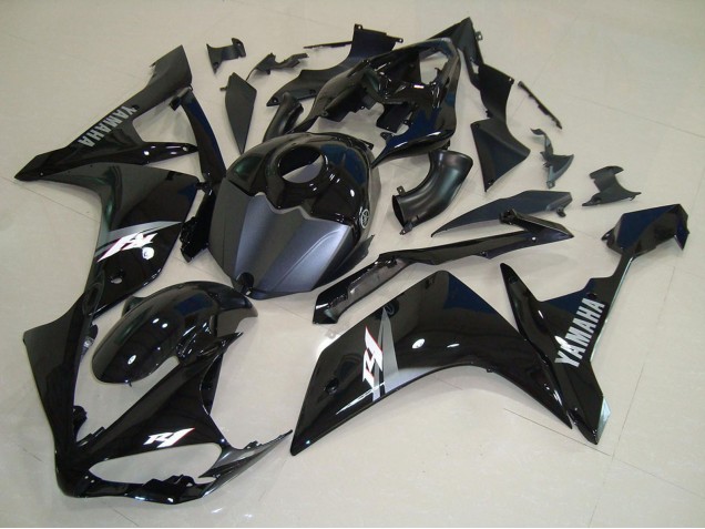 2007-2008 Yamaha YZF R1 Motorcycle Fairings - Glossy Black Matte Black White Decal UK