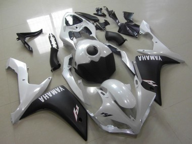 Best 2007-2008 Yamaha YZF R1 Motorcycle Fairings - White Matte Black UK