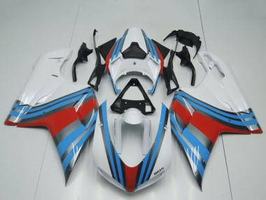 Best 2007-2014 Ducati 848 1098 1198 Motorcycle Fairings - White Blue Red UK
