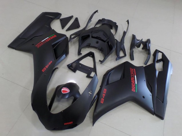 2007-2014 Ducati 848 Motorcycle Fairings - Matte Black Red UK
