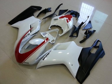 Best 2007-2014 Ducati 848 Motorcycle Fairings - White Red Matte Black UK
