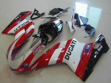 Best 2007-2014 Ducati 848 1098 1198 Motorcycle Fairings - White Red Black Generali Tim UK