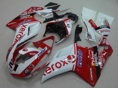 Best 2007-2014 Ducati 848 1098 1198 Motorcycle Fairing - White Red Glossy Black Valsir Xerox OEM Style 21 UK