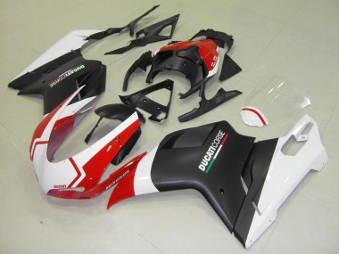 Best 2007-2014 Ducati 1098 Motorcycle Fairings - White Red Matte Black Corse UK