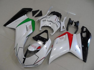 Best 2007-2014 Ducati 848 1098 1198 Motorcycle Fairings - Glossy White Red Green Glossy Black UK