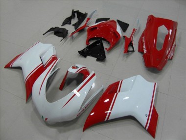 Best 2007-2014 Ducati 848 Motorcycle Fairings - White Red Racing Version UK