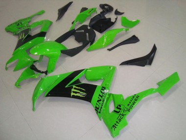 Best 2008-2010 Kawasaki ZX10R Motorcycle Fairings - Green Black Monster Dunlop UK