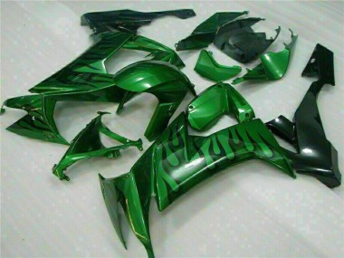 Best 2008-2010 Kawasaki ZX10R Motorcycle Fairings - Glossy Black Green Flame UK
