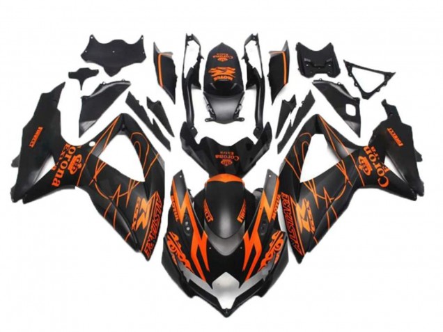 2008-2010 Suzuki GSXR 600/750 Motorcycle Fairings - Matte Black Orange Alstare Corona Motul UK