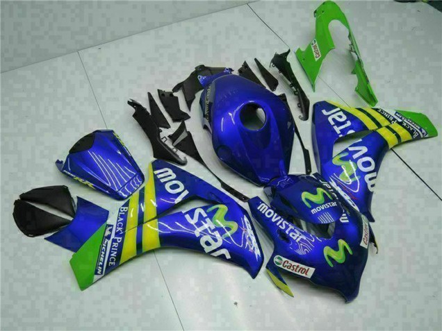 2008-2011 Honda CBR1000RR Motorcycle Fairings - Blue Yellow Green MoviStar Castrol UK