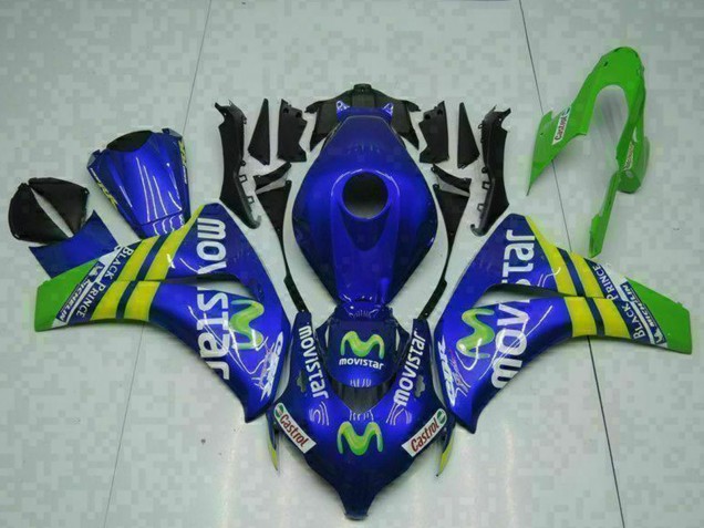 2008-2011 Honda CBR1000RR Motorcycle Fairings - Blue Yellow Green MoviStar Castrol UK