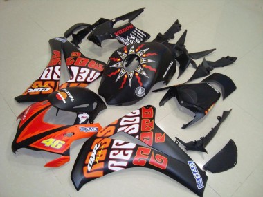 Best 2008-2011 Honda CBR1000RR Motorcycle Fairings - Matte Black Orange Rossi Repsol 46 UK