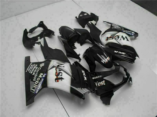 2008-2012 Kawasaki EX250 Motorcycle Fairings - Glossy Black White West UK