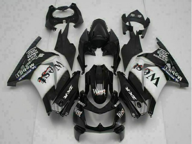2008-2012 Kawasaki EX250 Motorcycle Fairings - Glossy Black White West UK