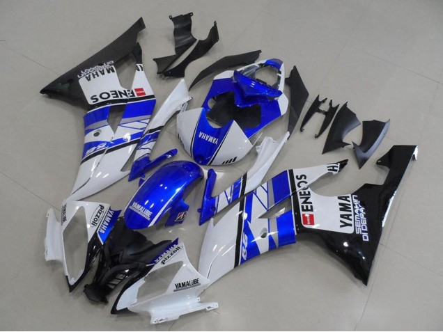 2008-2016 Yamaha YZF R6 Motorcycle Fairings - White Blue Glossy Black ENEOS Yamalube UK