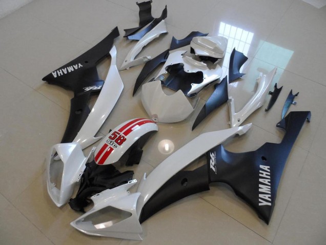 2008-2016 Yamaha YZF R6 Bike Fairings - White Red Matte Black UK