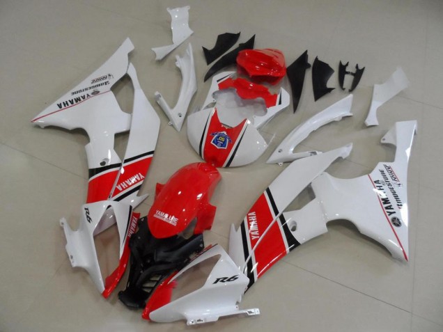 2008-2016 Yamaha YZF R6 Motorcycle Fairings - White Red Black Stripe OEM Style UK