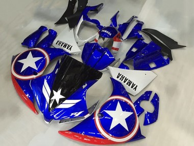 Best 2009-2011 Yamaha YZF R1 Motorcycle Fairings - Blue White Red Black Star Captain America UK