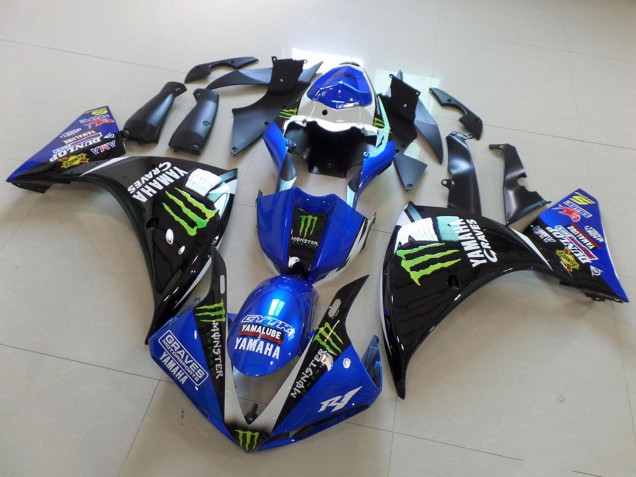 2009-2011 Yamaha YZF R1 Motorcycle Fairings - White Blue Black Green Monster Yamalube Graves UK