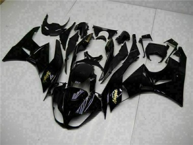 Best 2009-2012 Kawasaki ZX6R Motorcycle Fairings - Glossy Black Gold Ninja UK