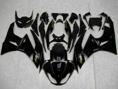 Best 2009-2012 Kawasaki ZX6R Motorcycle Fairings - Glossy Black Gold Ninja UK
