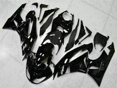 Best 2009-2012 Kawasaki ZX6R Motorcycle Fairings - Glossy Black White Ninja UK