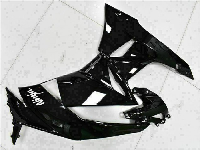 2009-2012 Kawasaki ZX6R Motorcycle Fairings - Glossy Black White Ninja UK