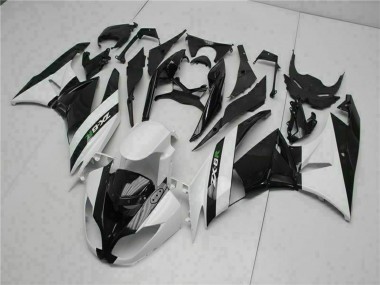 Best 2009-2012 Kawasaki ZX6R Motorcycle Fairings - Glossy Black White UK