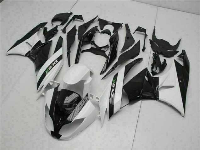 2009-2012 Kawasaki ZX6R Motorcycle Fairings - Glossy Black White UK