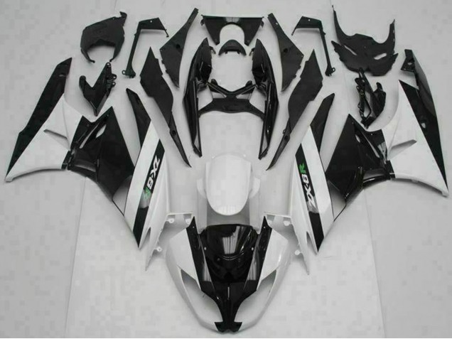 2009-2012 Kawasaki ZX6R Motorcycle Fairings - Glossy Black White UK