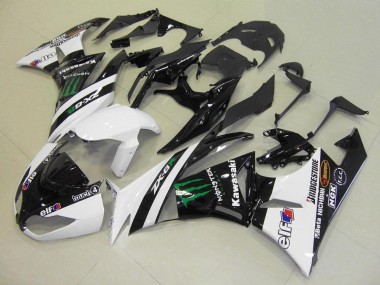 Best 2009-2012 Kawasaki ZX6R Motorcycle Fairings - White Glossy Black Green Elf Touch4 Monster Bridgestone UK