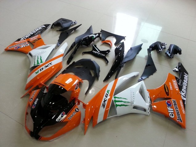 2009-2012 Kawasaki ZX6R Motorcycle Fairings - Orange White Glossy Black Green Elf Bridgestone Monster UK