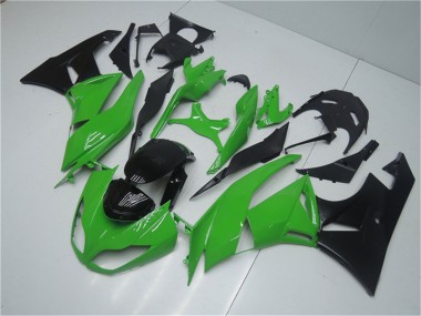 Best 2009-2012 Kawasaki ZX6R Motorcycle Fairing Kits - Green Glossy Black UK