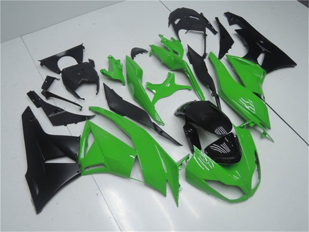 2009-2012 Kawasaki ZX6R Motorcycle Fairing Kits - Green Glossy Black UK