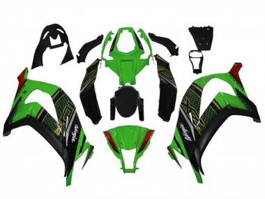 Best 2011-2015 Kawasaki ZX10R Motorcycle Fairings - Green Glossy Black Red Honeycomb UK