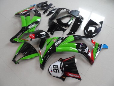 Best 2011-2015 Kawasaki ZX10R Motorcycle Fairings - Green Red Glossy Black KIPS Motocard Elf 66 UK