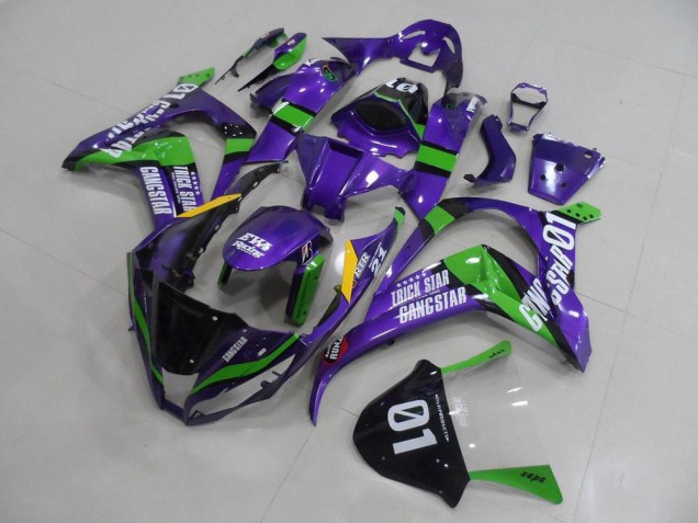 2011-2015 Kawasaki ZX10R Motorcycle Fairings - Purple Green Black White Trick Star Gangstar Eva Racing 01 UK
