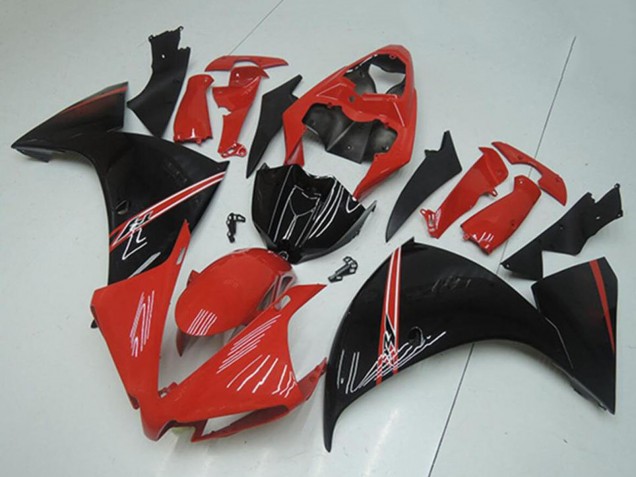 2012-2014 Yamaha YZF R1 Motorcycle Fairings - Red Glossy Black UK