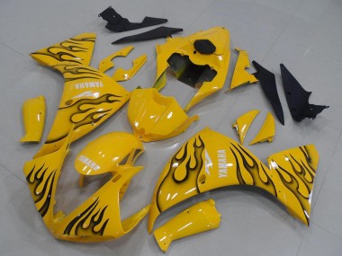 Best 2012-2014 Yamaha YZF R1 Motorcycle Fairings - Yellow Black Flame UK