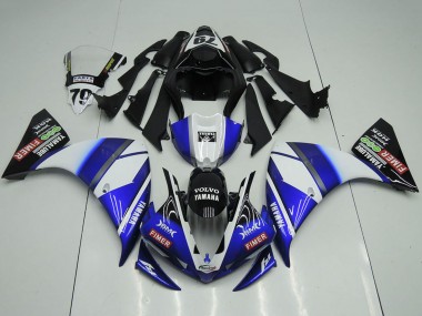Best 2012-2014 Yamaha YZF R1 Motorcycle Fairings - White Blue Glossy Black Volvo Fimer Yamalube UK