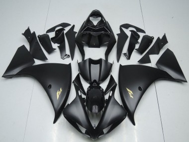 Best 2012-2014 Yamaha YZF R1 Motorcycle Fairings - Glossy Black Matte Black Gold Decals UK